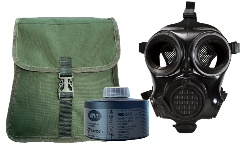 Протигаз фільтрувальний ОМ-90 з фільтром NBC-3/SL M та сумкою